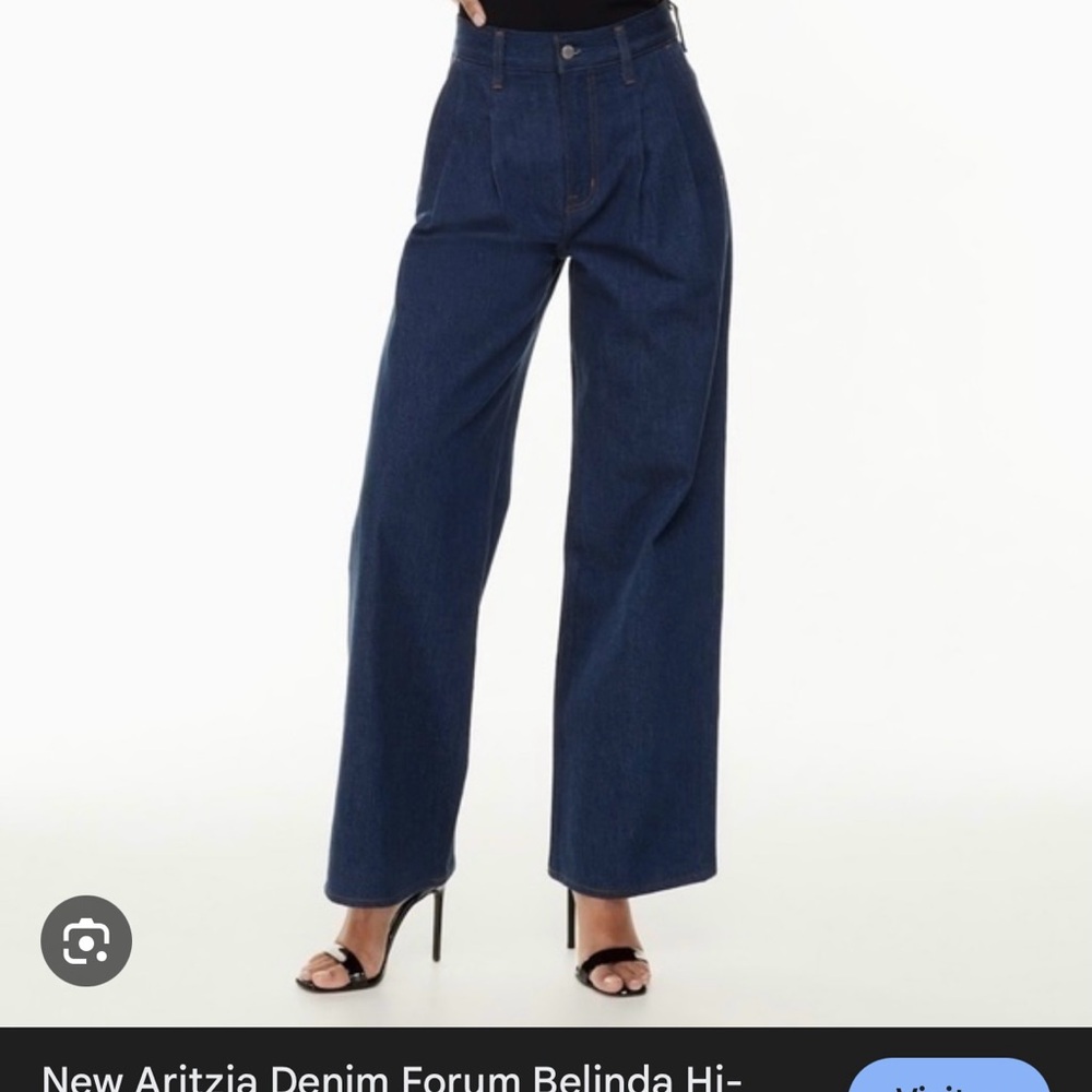 Denim Forum Belinda high rise wide leg dark wash, sz 26 tag but could fit 27-28